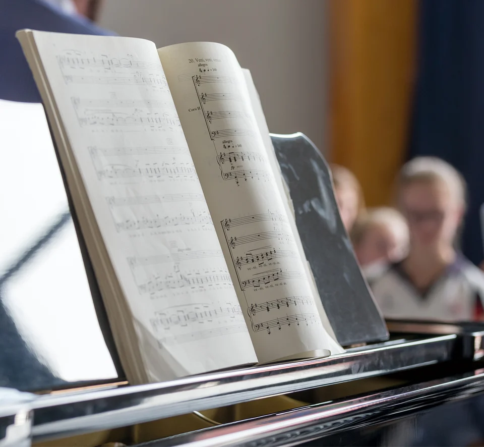 Music ministry at St. Paul Boca Lutheran Church arch